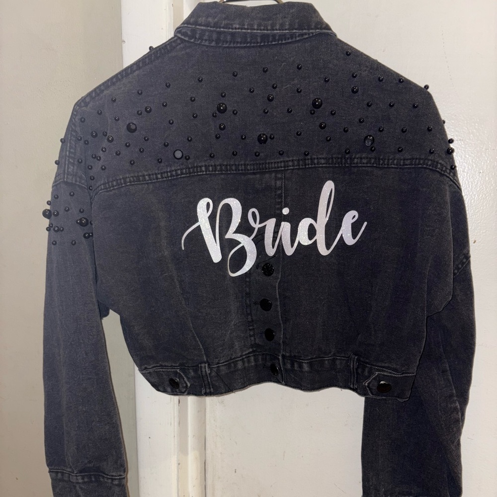 Black Beaded Bride Denim Jacket
